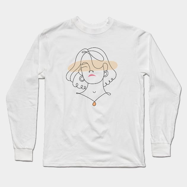 Abstract Line Art Woman Long Sleeve T-Shirt by ArtsySoul